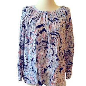 Chap’s long sleeve top, Button opening multicolored, blue, white size L